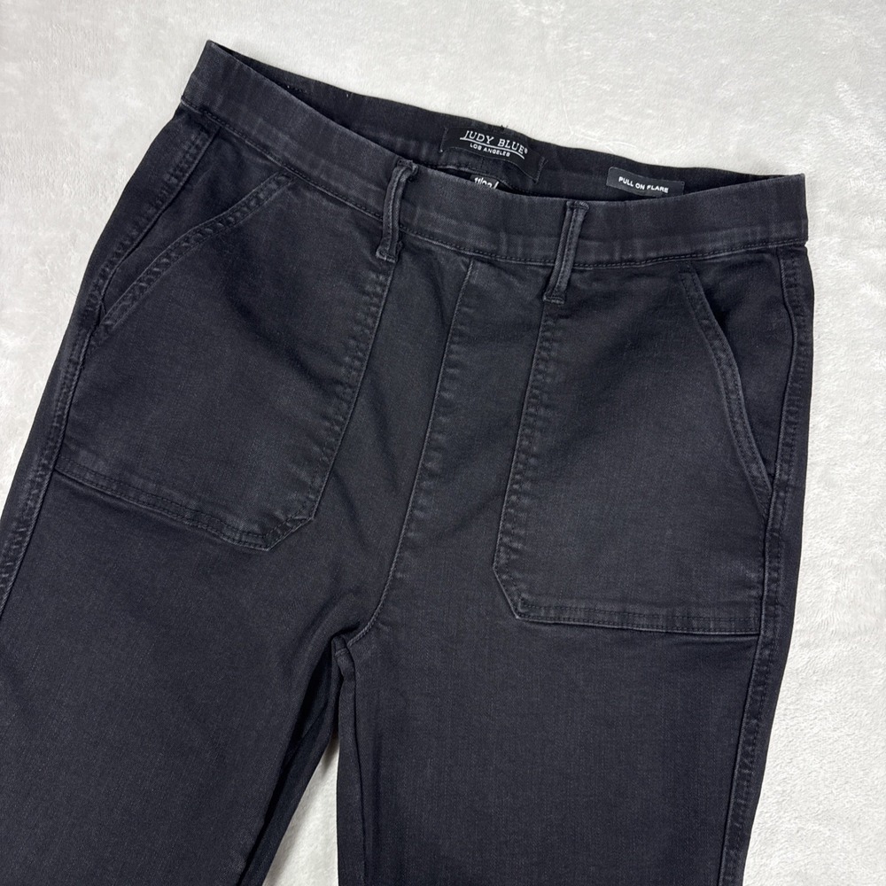 Judy Blue Women's Pull On Flare Denim Jeans Stretch Black High Rise 30X24